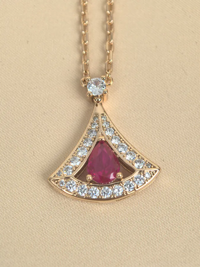Bulgari Red Ruby Diamond Necklace