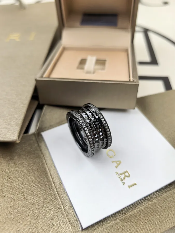 Bulgari Wide Roman Nail Clutch Ring in Black
