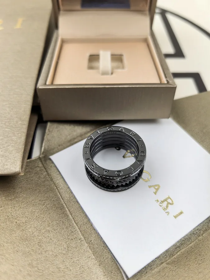 Bulgari Wide Roman Nail Clutch Ring in Black