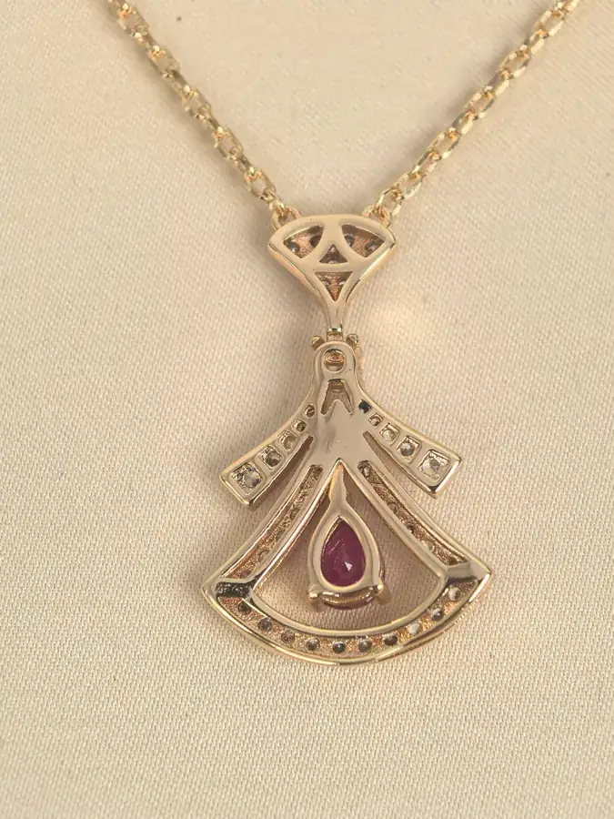 Bulgari Red Ruby Diamond Necklace Large