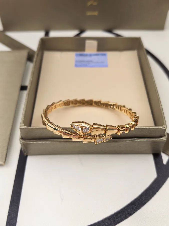 BVLGARI Double Snake Semi Diamond Spring Bracelet