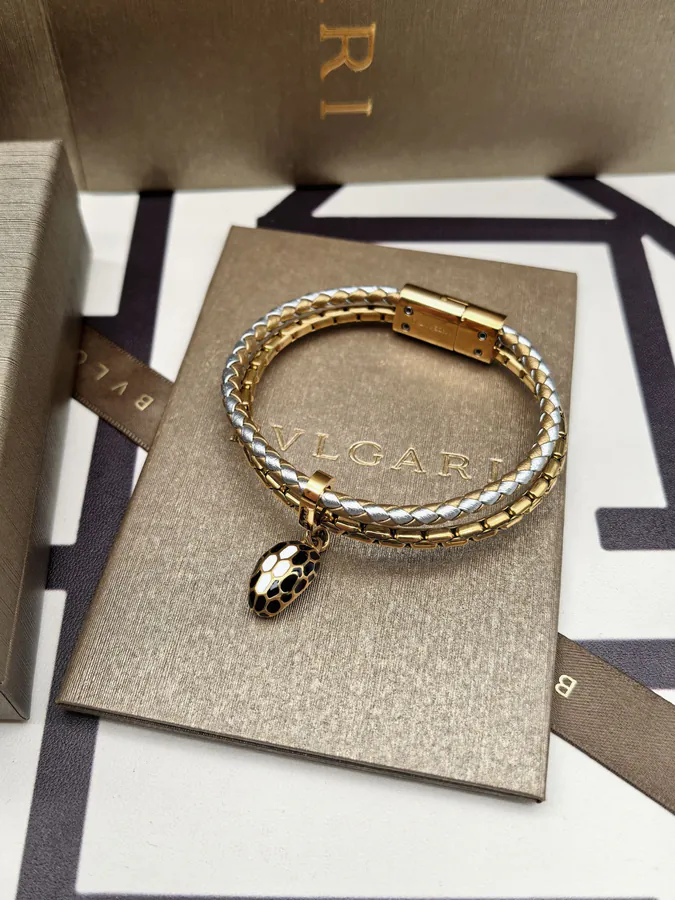Bulgari Double Snake Bracelet in Silver Gold