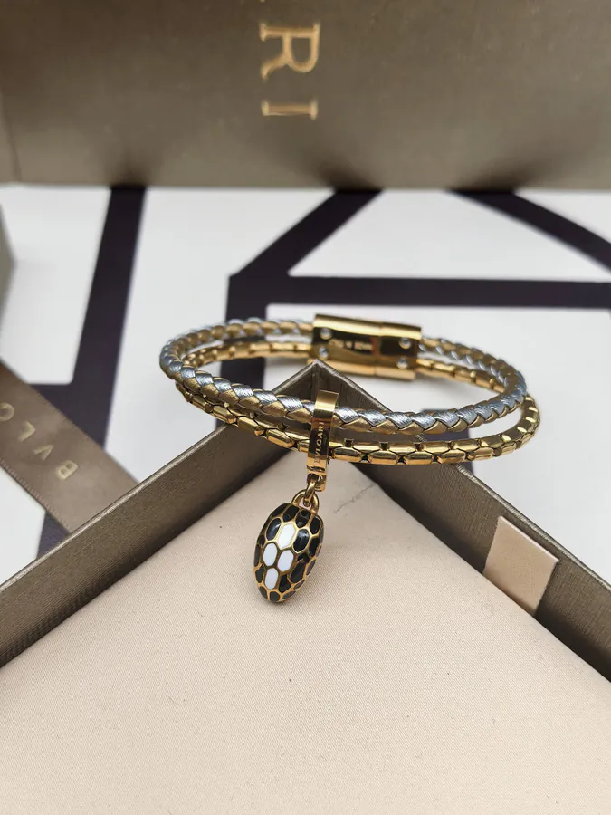 Bulgari Double Snake Bracelet in Silver Gold