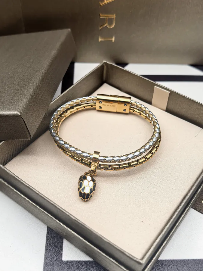 Bulgari Double Snake Bracelet in Silver Gold