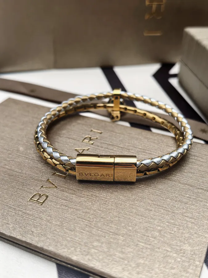 Bulgari Double Snake Bracelet in Silver Gold