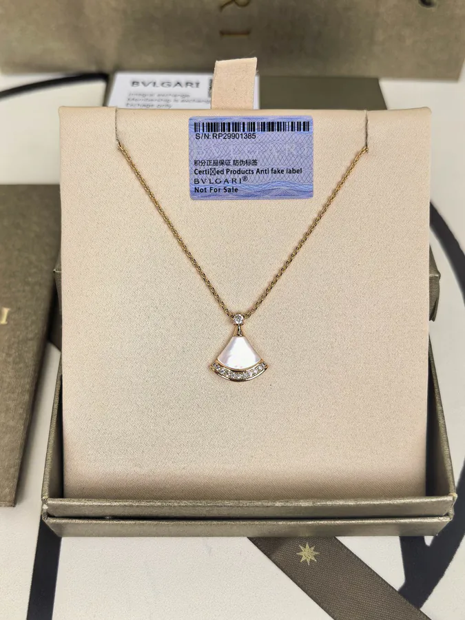 Bulgari Dress with White Mother of Pearl and Diamond Necklace