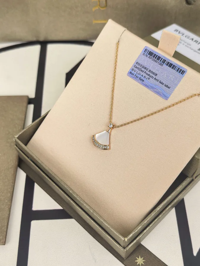 Bulgari Dress with White Mother of Pearl and Diamond Necklace