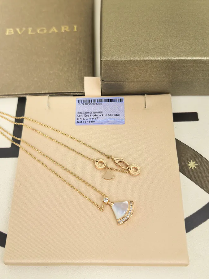 Bulgari Dress with White Mother of Pearl and Diamond Necklace