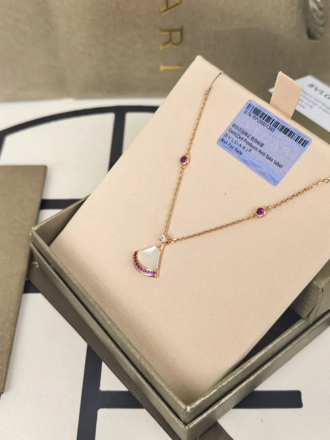 Bulgari New Necklace with White Mother of Pearl and Colorful Diamonds