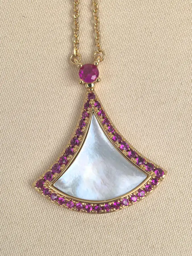 Bulgari White Mother of Pearl and Colorful Diamond Necklace