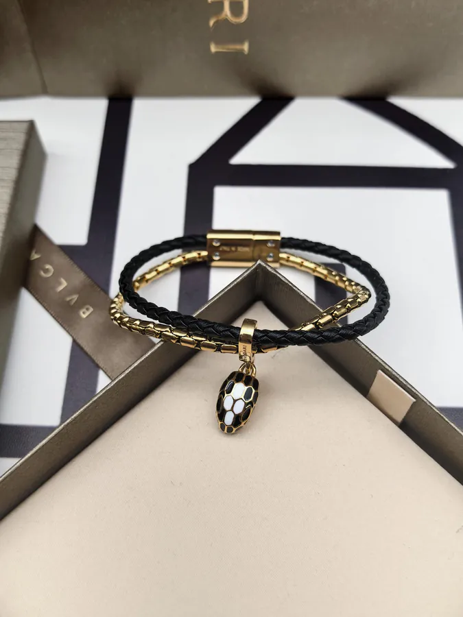 Bulgari Double Snake Bracelet in Black and Gold