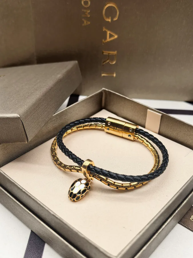 Bulgari Double Snake Bracelet in Black and Gold