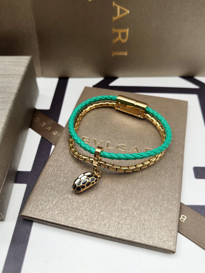 Bulgari Double Snake Bracelet in Green Gold