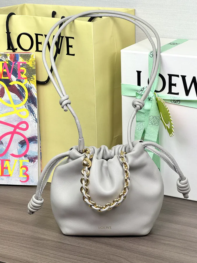 Mini Chain Bucket Bag in Flamenco Calfskin