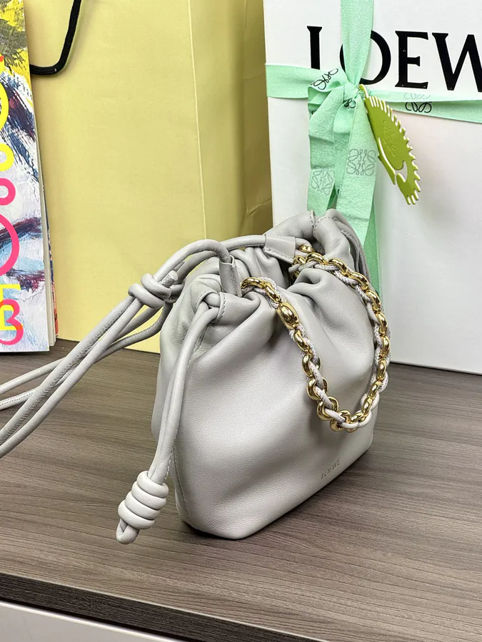Mini Chain Bucket Bag in Flamenco Calfskin