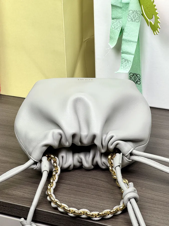 Mini Chain Bucket Bag in Flamenco Calfskin