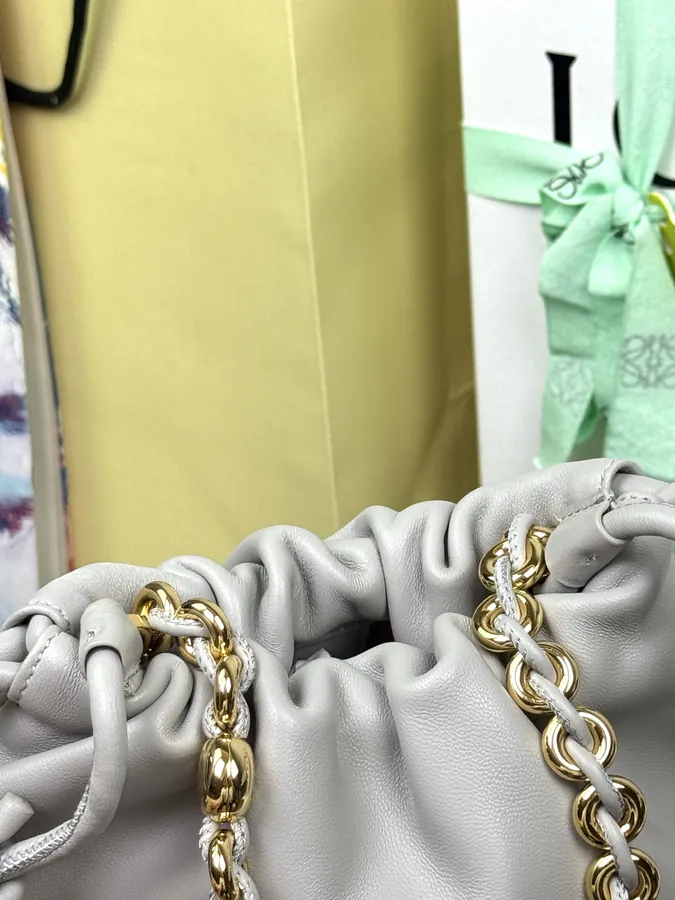 Mini Chain Bucket Bag in Flamenco Calfskin