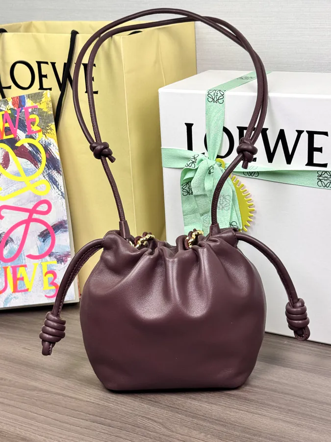 Mini Chain Bucket Bag in Flamenco Calfskin