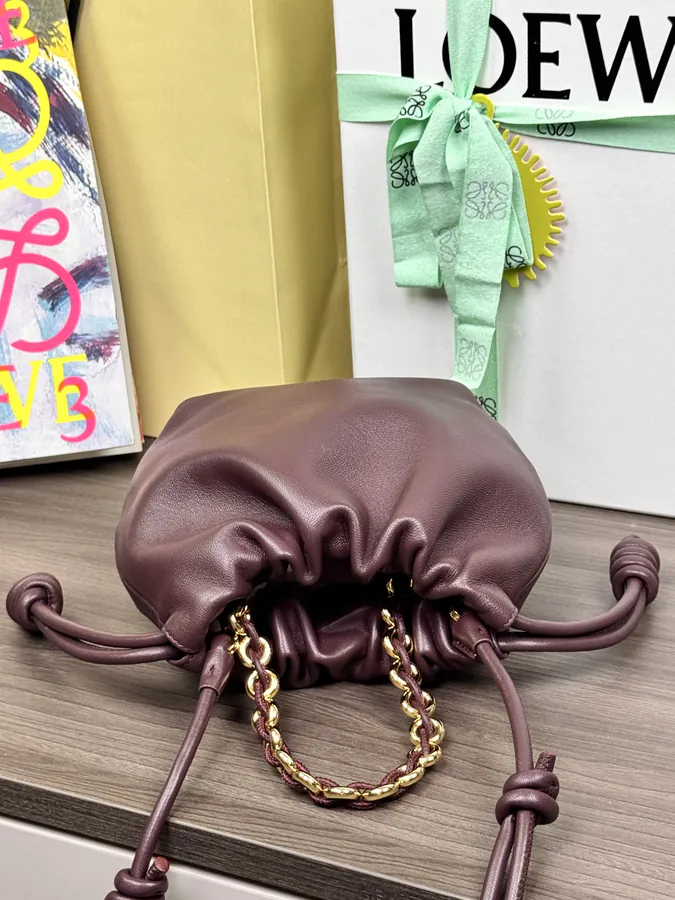 Mini Chain Bucket Bag in Flamenco Calfskin