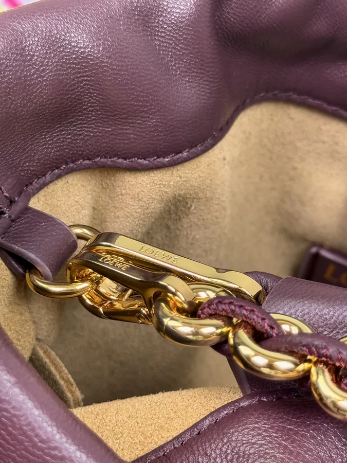 Mini Chain Bucket Bag in Flamenco Calfskin