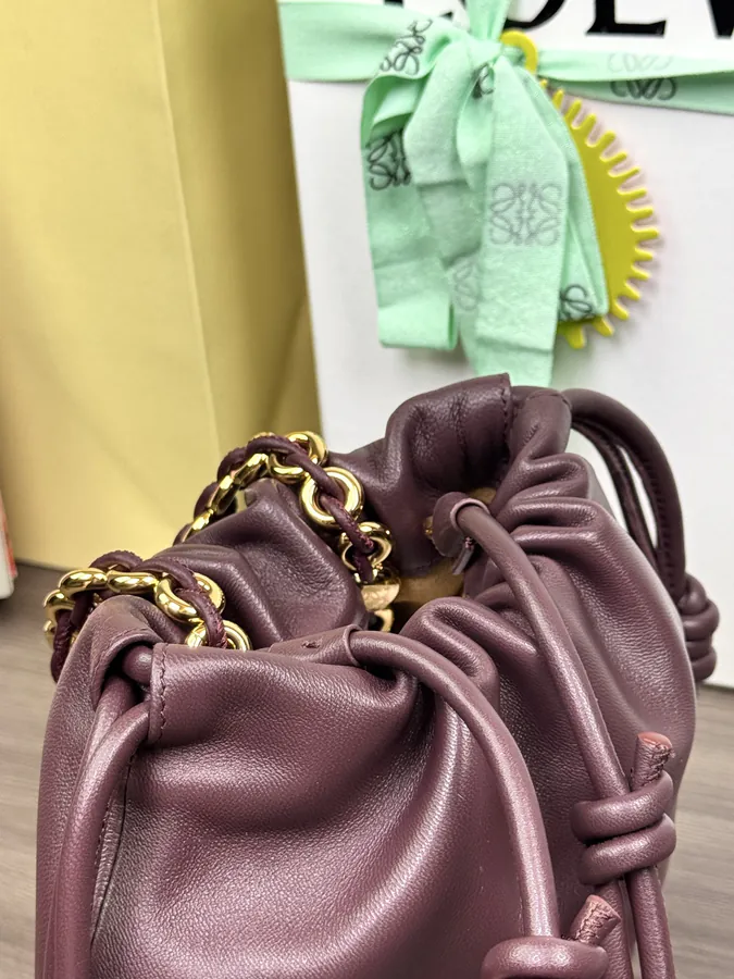 Mini Chain Bucket Bag in Flamenco Calfskin