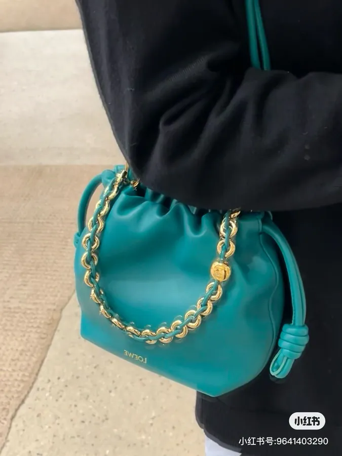 Mini Chain Bucket Bag in Flamenco Calfskin