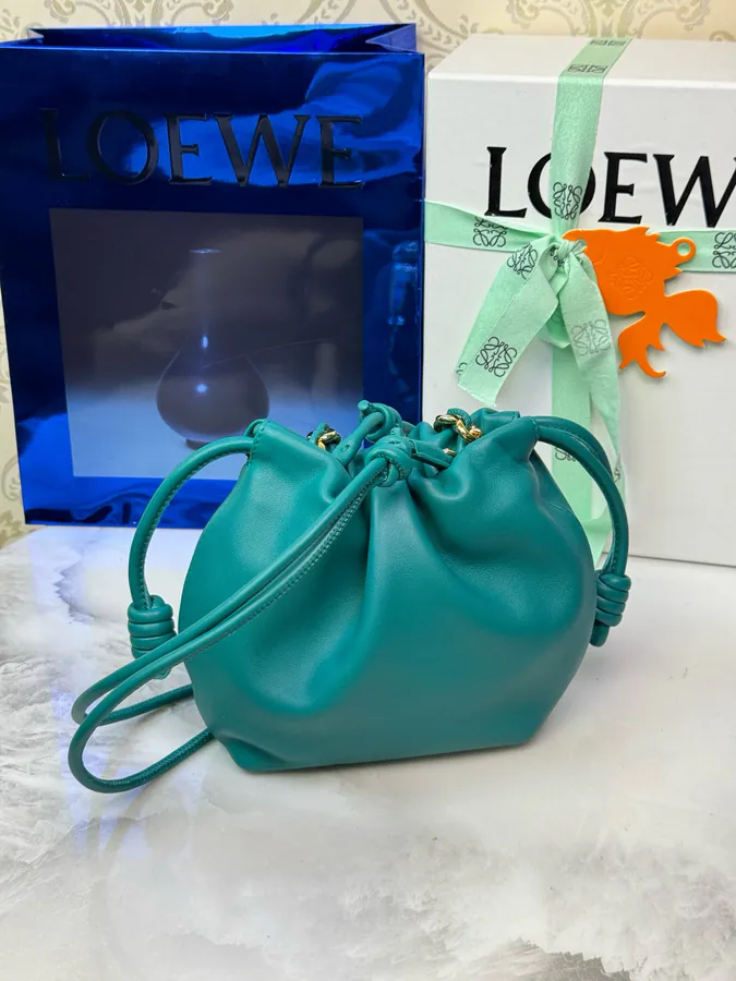 Mini Chain Bucket Bag in Flamenco Calfskin