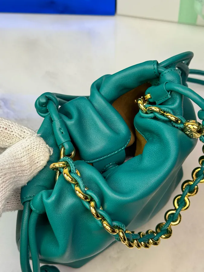 Mini Chain Bucket Bag in Flamenco Calfskin