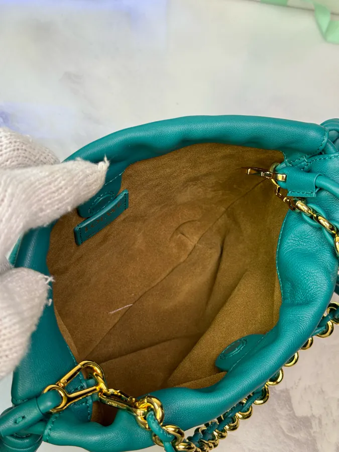 Mini Chain Bucket Bag in Flamenco Calfskin