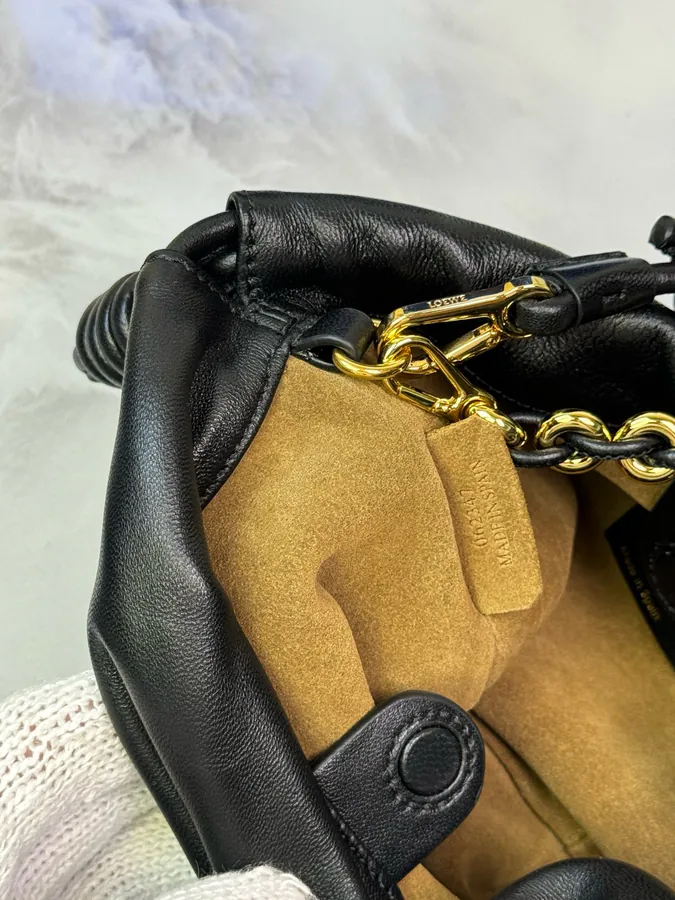 Mini Chain Bucket Bag in Grained Leather