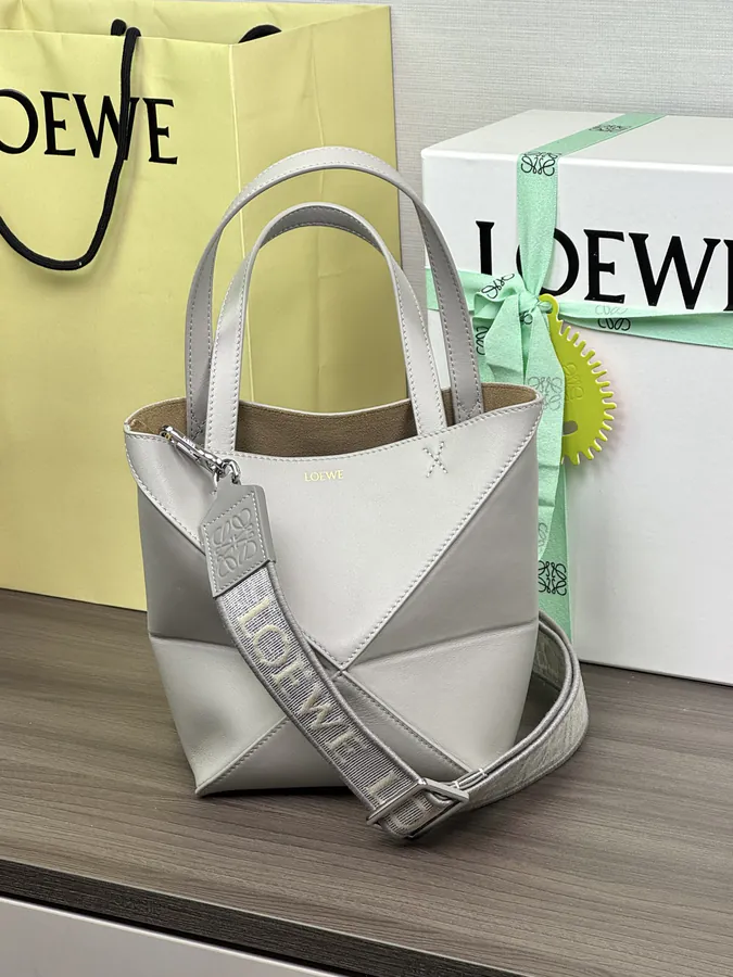 Anagram Embroidered Shoulder Bag in Pearl Gray