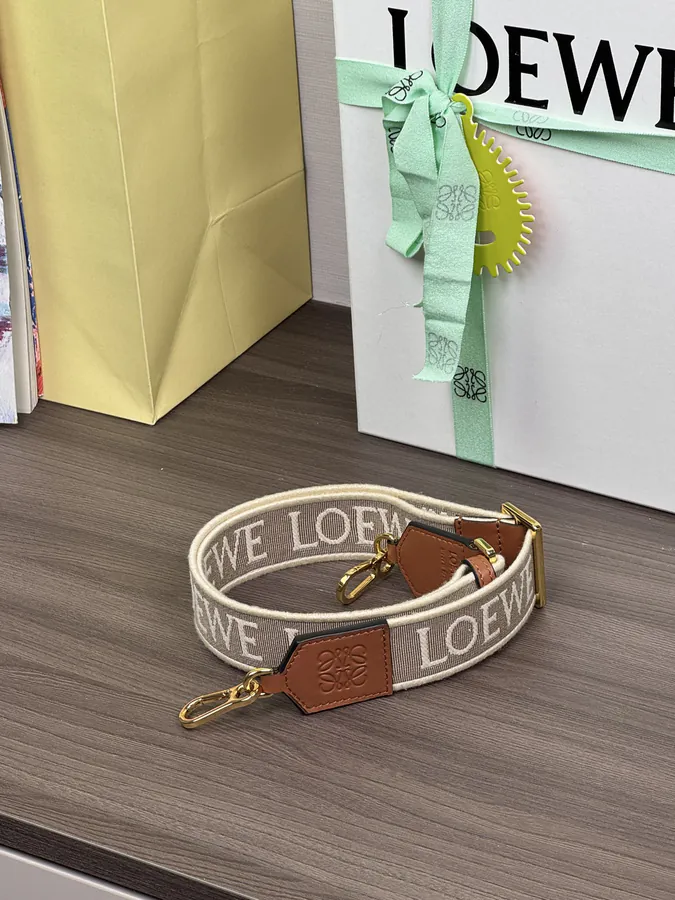Anagram Embroidered Strap with Brown Gold Clasp