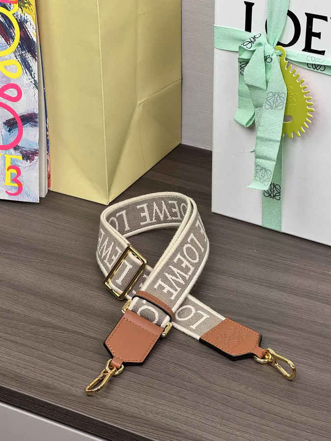 Anagram Embroidered Strap with Brown Gold Clasp