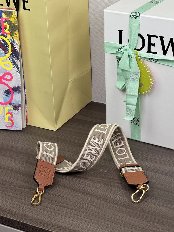 Anagram Embroidered Strap with Brown Gold Clasp