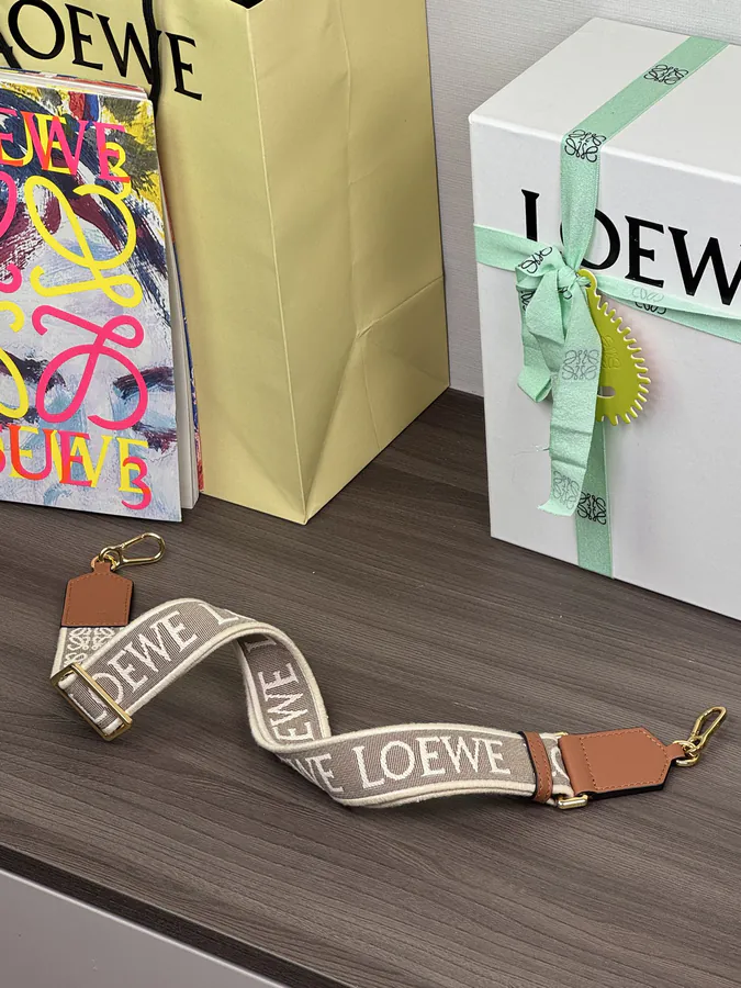 Anagram Embroidered Strap with Brown Gold Clasp