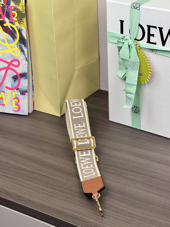 Anagram Embroidered Strap with Brown Gold Clasp