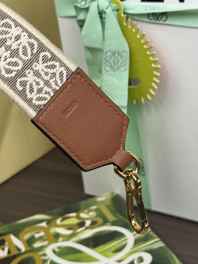 Anagram Embroidered Strap with Brown Gold Clasp