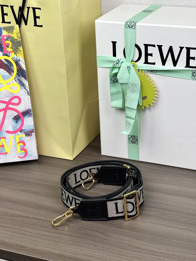 Anagram Embroidered Strap in Black Gold