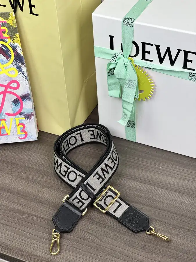 Anagram Embroidered Strap in Black Gold
