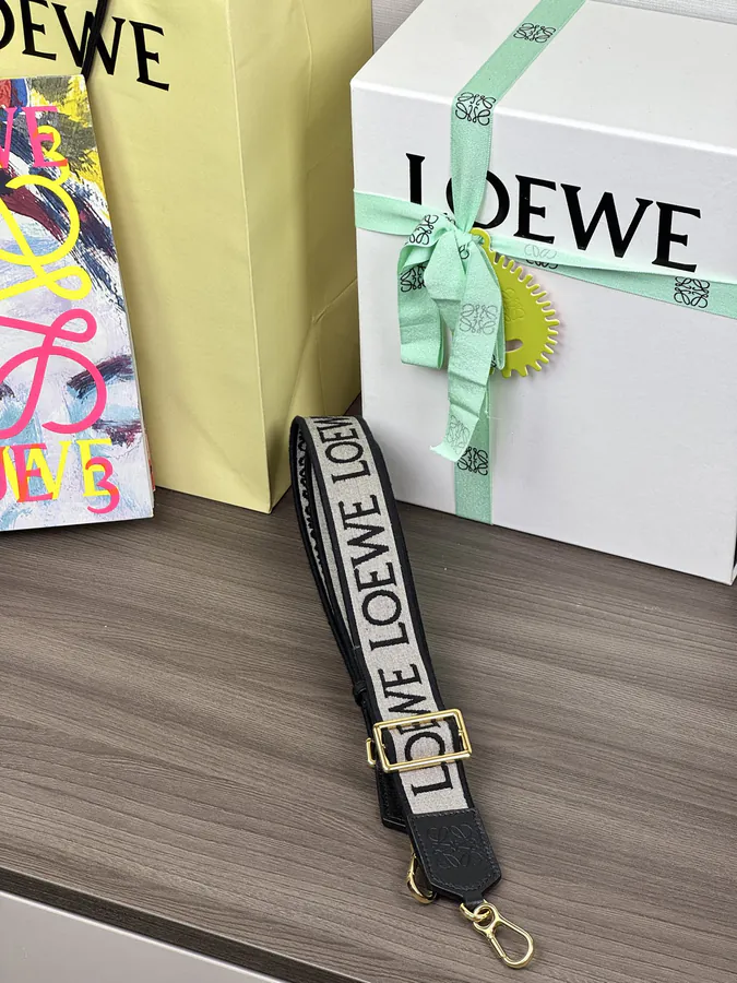 Anagram Embroidered Strap in Black Gold