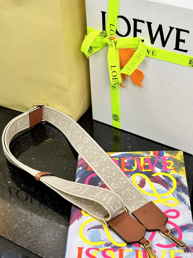 Anagram Embroidered Shoulder Bag with Brown Gold Clasp