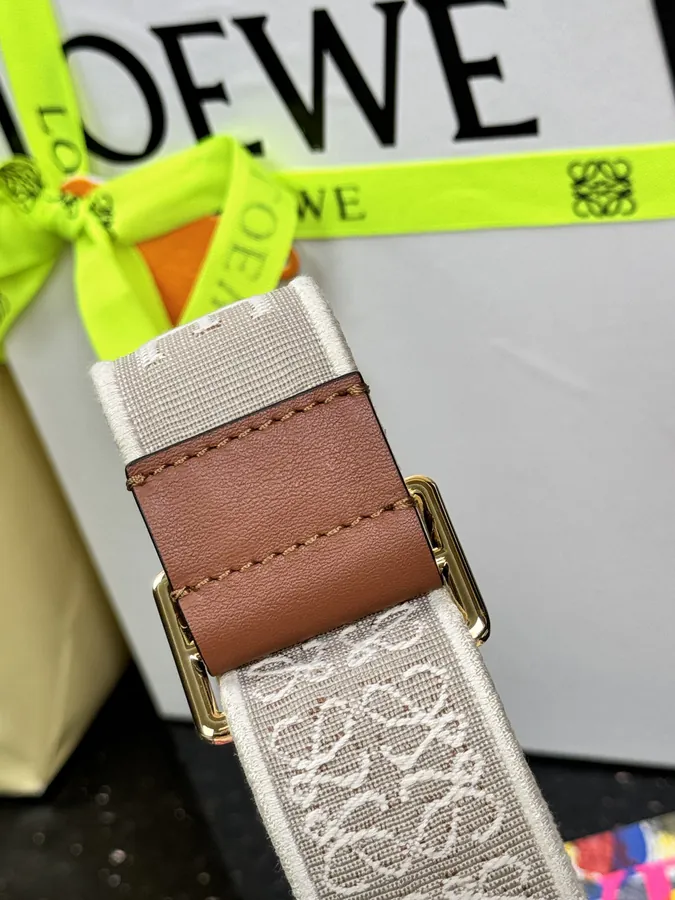 Anagram Embroidered Shoulder Bag with Brown Gold Clasp