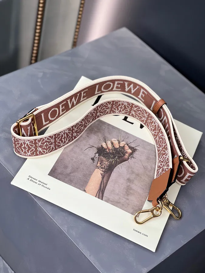 Anagram Embroidered Shoulder Bag in Taupe