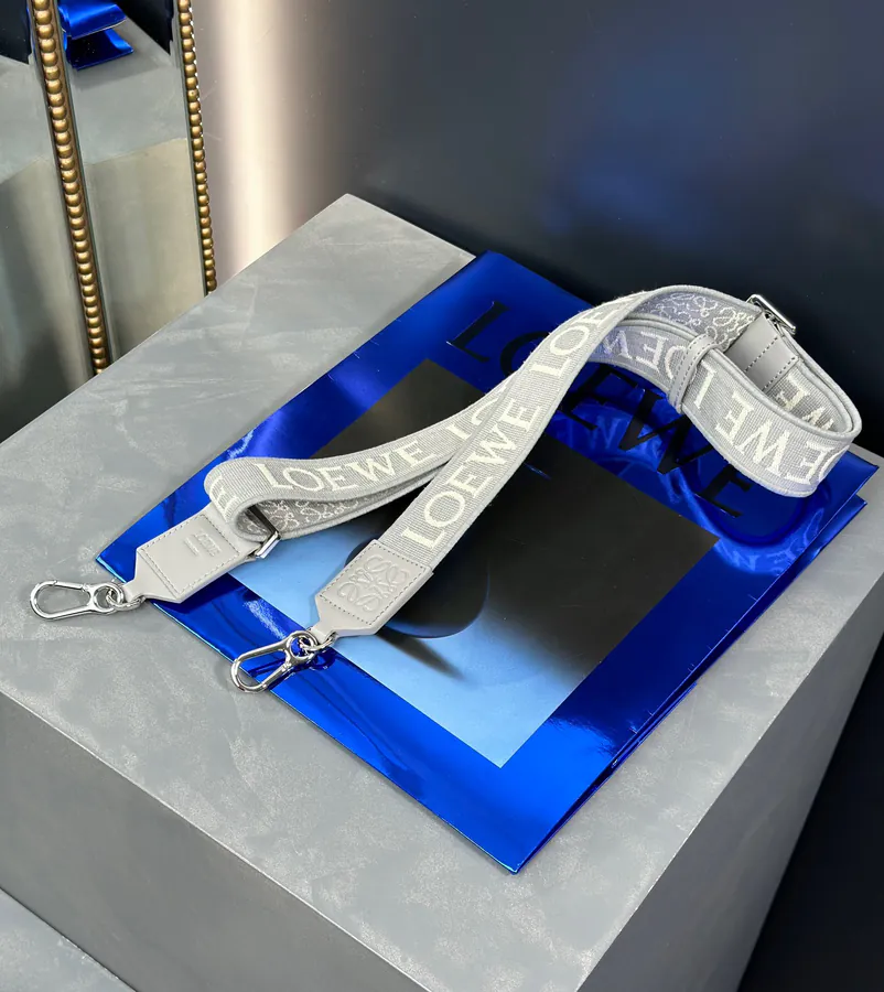 Anagram Embroidered Shoulder Bag in Pearl Gray