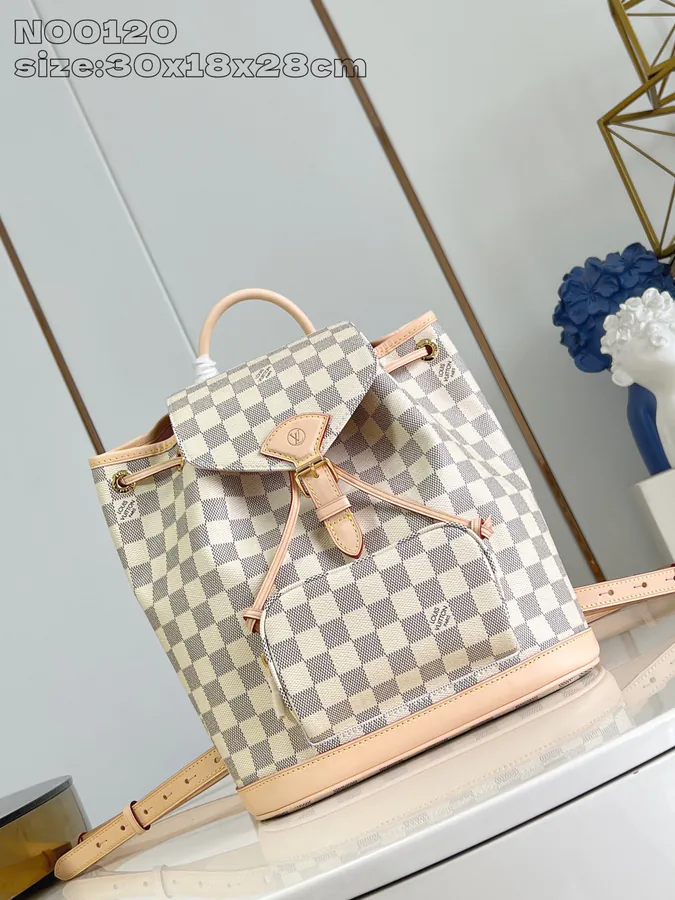 Montsouris Mini Backpack with Damier Azur Pattern
