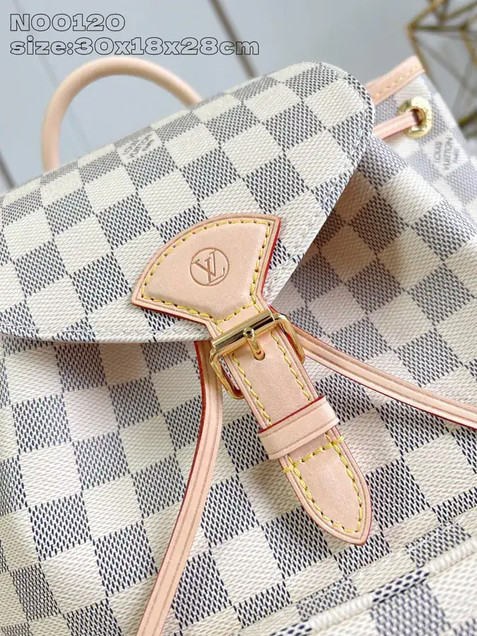 Montsouris Mini Backpack with Damier Azur Pattern