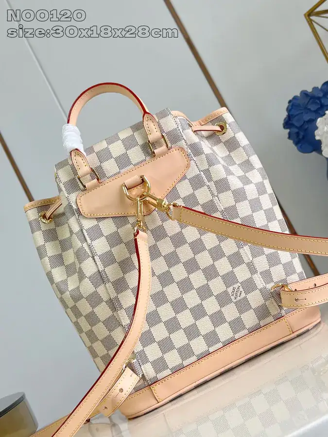 Montsouris Mini Backpack with Damier Azur Pattern