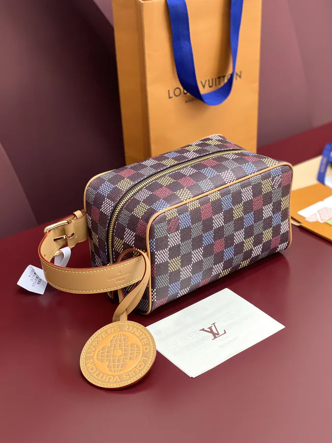 LOER DO KIT Travel Bag Canvas with Colorful Pattern, Leather Handle, Detachable Ball ERS UNITED Pendant