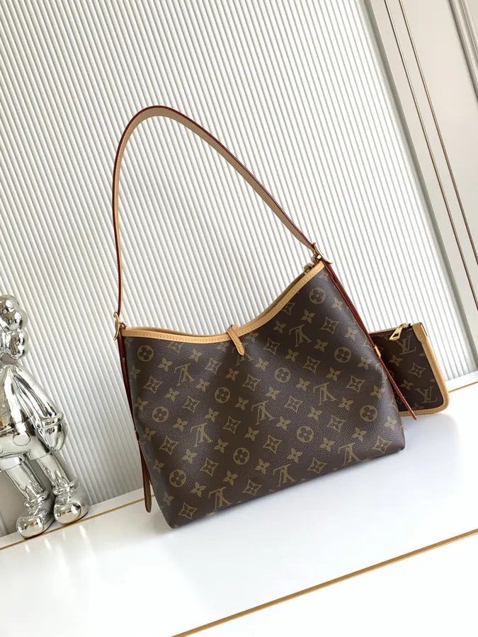 CarryAll Small Handbag with Monogram Canvas and Leather Trim