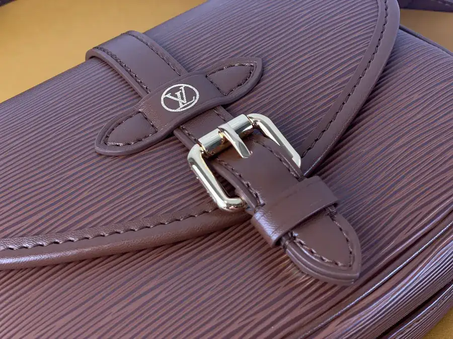 SAUMUR BB Handbag in Coffee Epi Leather LV Circle Logo Detachable Handles and Straps